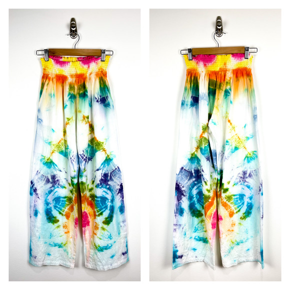 Dye by Rye Pants - Dye By Rye Smocked Waist Tie Dye Wide leg Pant S